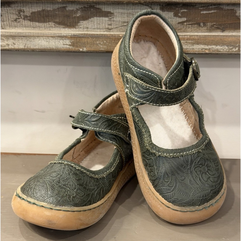 Livie and Luca Olive Floral Embossed Mary Jane Size 13 (No Insoles)